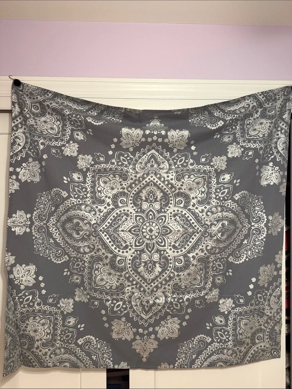 Gray Mandala Tapestry Wall Hanging - Elegant Boho Accent